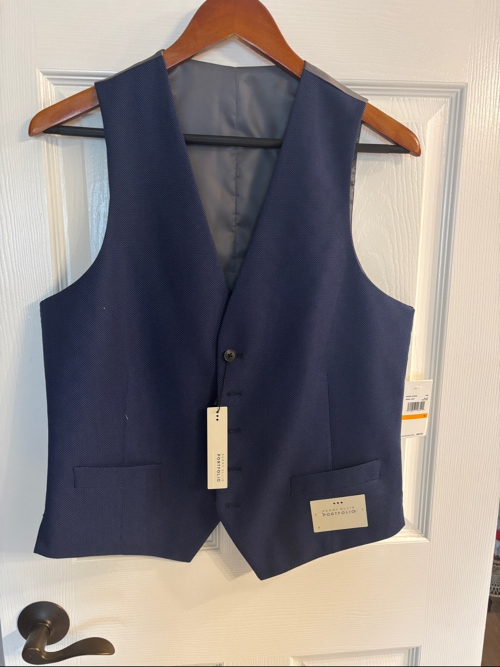Perry Ellis Men's Navy Textured Vest